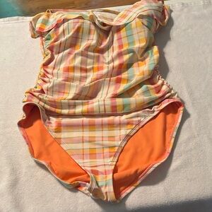Bleu Rod Beattie Coral and White Swimsuit Top